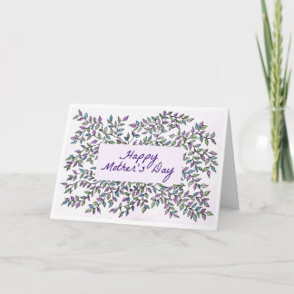 Carte de fête des mères avec vigne violette et ver