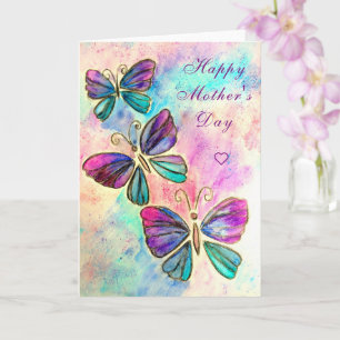 Carte de fête des mères Beaux papillons volant