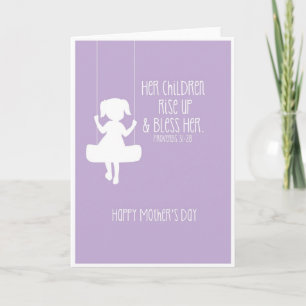 Carte de fête des mères Bible Verse Girl Silhouett