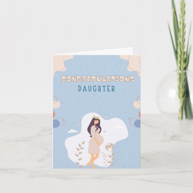 Carte de fête des mères bleue pour fille enceinte (Devant)