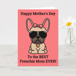 Carte de fête des mères chienne bouledogue françai