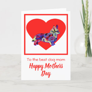 Carte de fête des mères Corgi Welsh Dog Red Heart