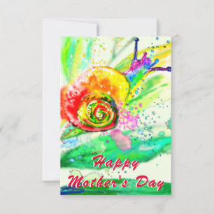 Carte de fête des mères de l'escargot d'aquarelle