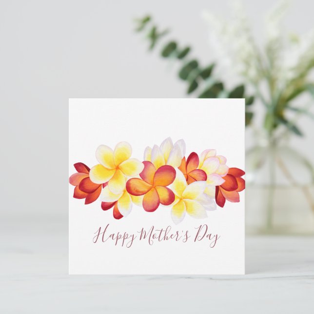 Carte de fête des mères des fleurs de la Plumeria  (Debout devant)