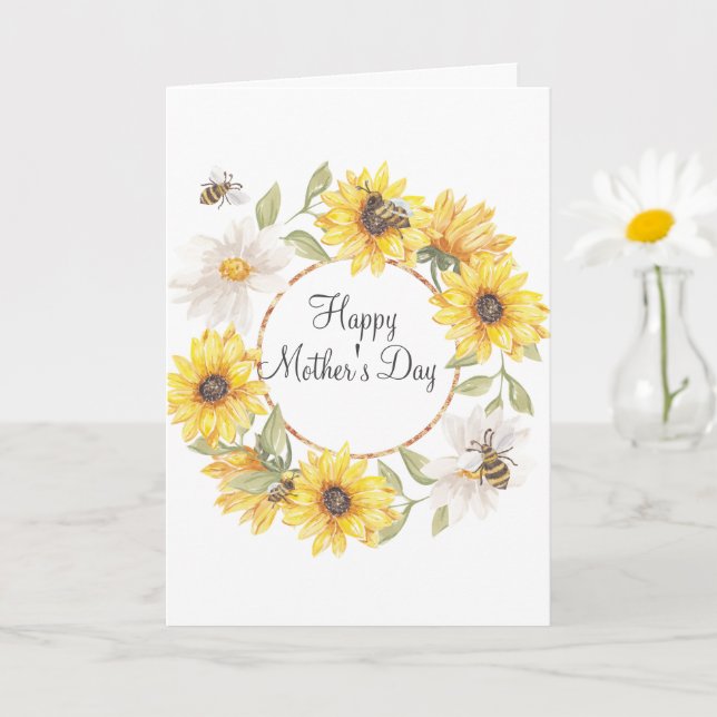Carte de fête des mères des tournesols de fleurs d (Petite plante)