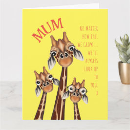Carte de fête des mères - Douce famille de girafes