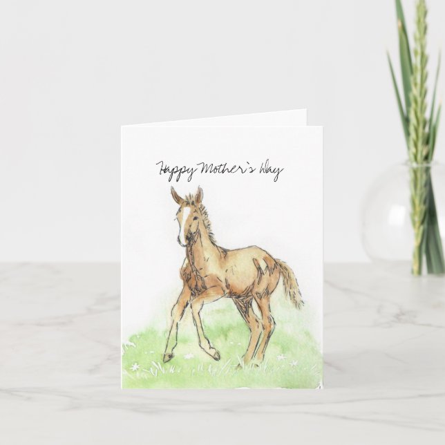 Carte de fête des mères du poulain du cheval de pr (Devant)