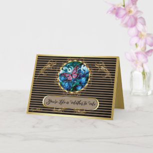 Carte de Fête des Mères Élégantes Fleurs Bleues & 