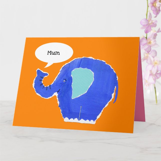 Carte de fête des mères éléphant mignon personnali (Orchidée)