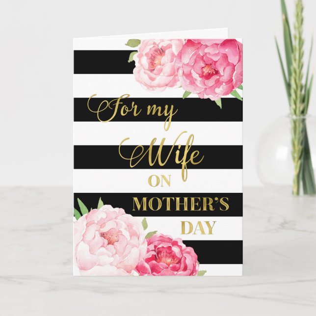 Carte de Fête des Mères Fleurs Black Pink pour Épo (Devant)