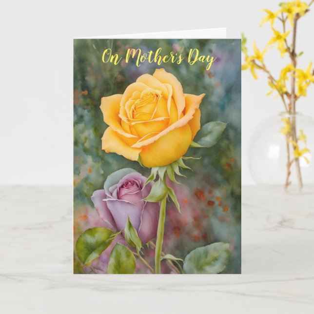 Carte de fête des mères floral Art Garden Rose jau (Fleur jaune)