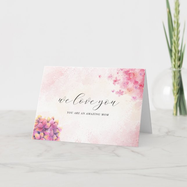 Carte de fête des mères florale aquarelle rose (Devant)