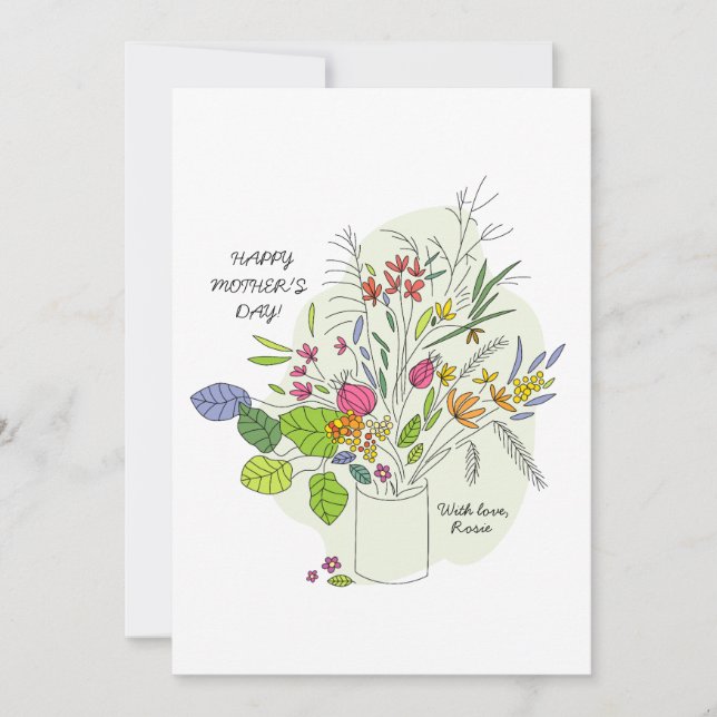 Carte de fête des mères florale dessinée à la main (Devant)