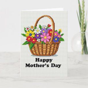 Carte de fête des mères florale pixel
