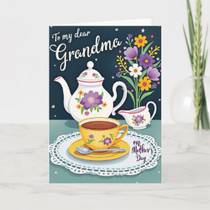 Carte de Fête des Mères Florale pour le Thé