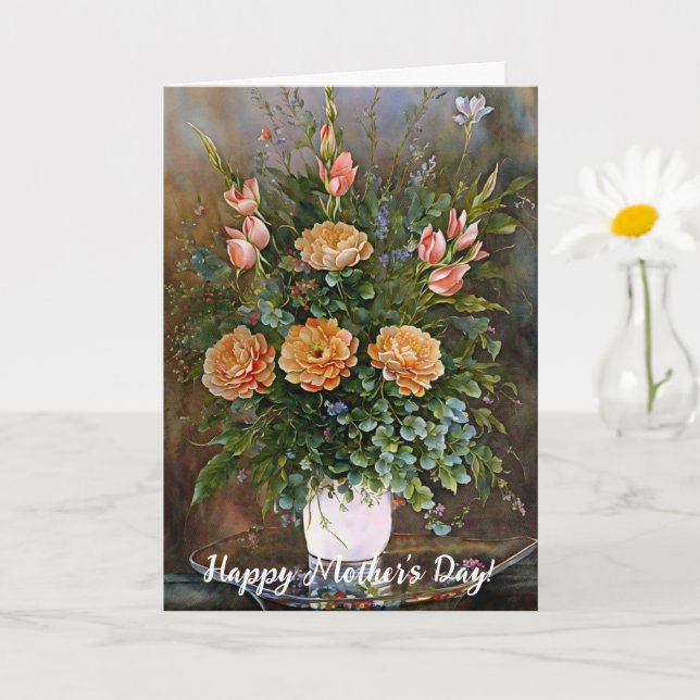 Carte de fête des mères florale Vase de fleurs (Petite plante)