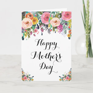 Carte de Fête des Mères Florales Aquarelle