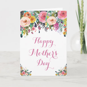 Carte de Fête des Mères Florales Aquarelle