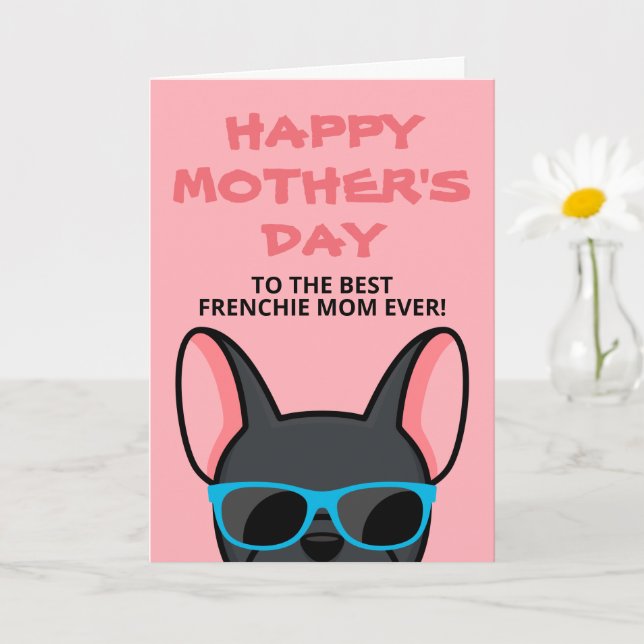 Carte de fête des mères Frenchie noir pour Bulldog (Petite plante)