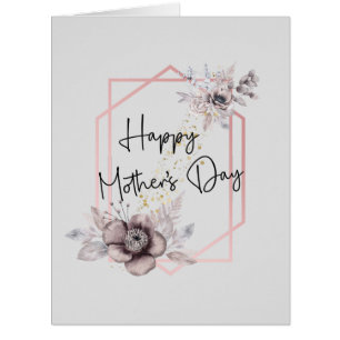 Carte de fête des mères Gris rose floral avec mess