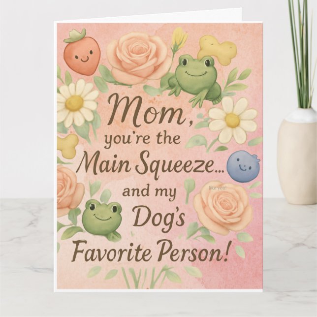 Carte de fête des mères Kawaii Dog Mom - Main Sque (Devant)