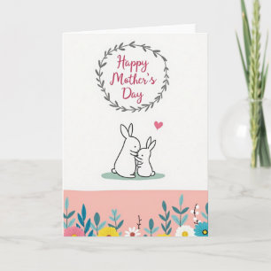 Carte de fête des mères lapin douce