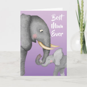 Carte de fête des mères maman et bébé éléphant mig