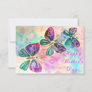 Carte de fête des mères Papillons volants Aquarell