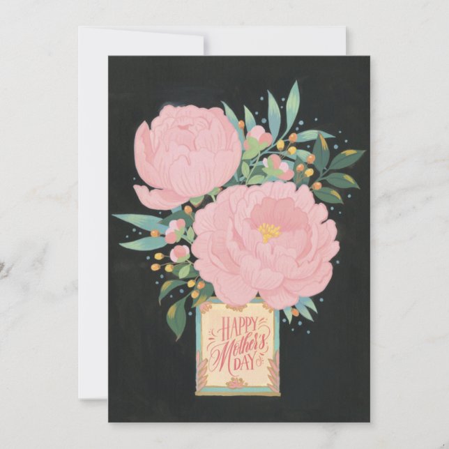 Carte de fête des mères Peony illustrée (Devant)