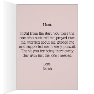 Carte de fête des mères Pink Floral avec message à