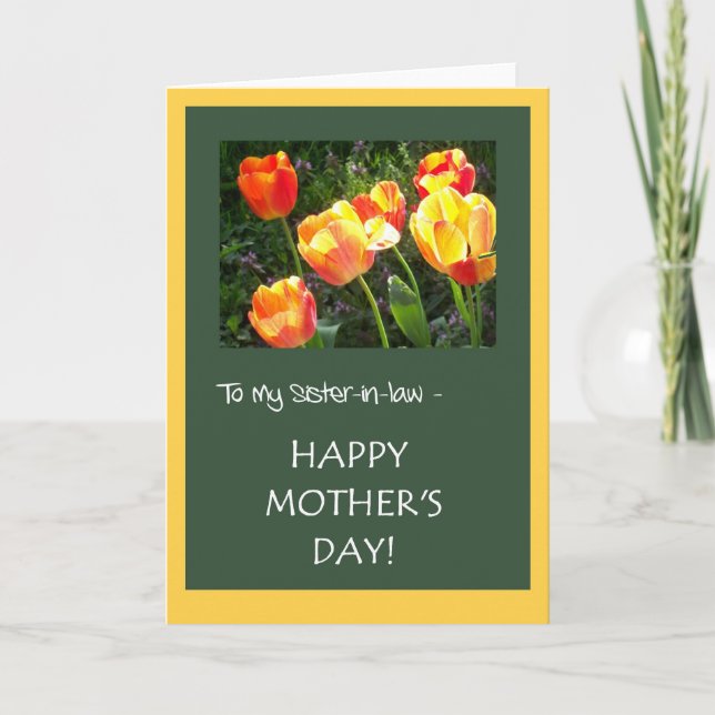 Carte de fête des mères pour belle-soeur - 'Tulips (Devant)