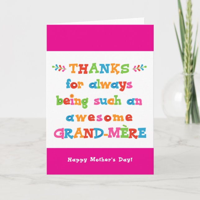 Carte de fête des mères pour Grand-Mère (Devant)