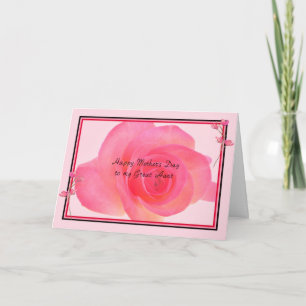 Carte de fête des mères pour tante avec Rose rose