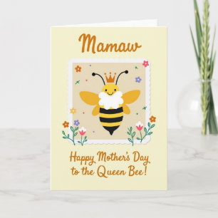 Carte de Fête des Mères Reine Abeille Florale