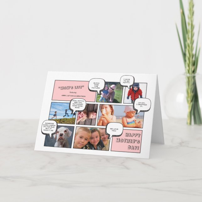 Carte de fête des mères sur bande de dessin person (Devant)