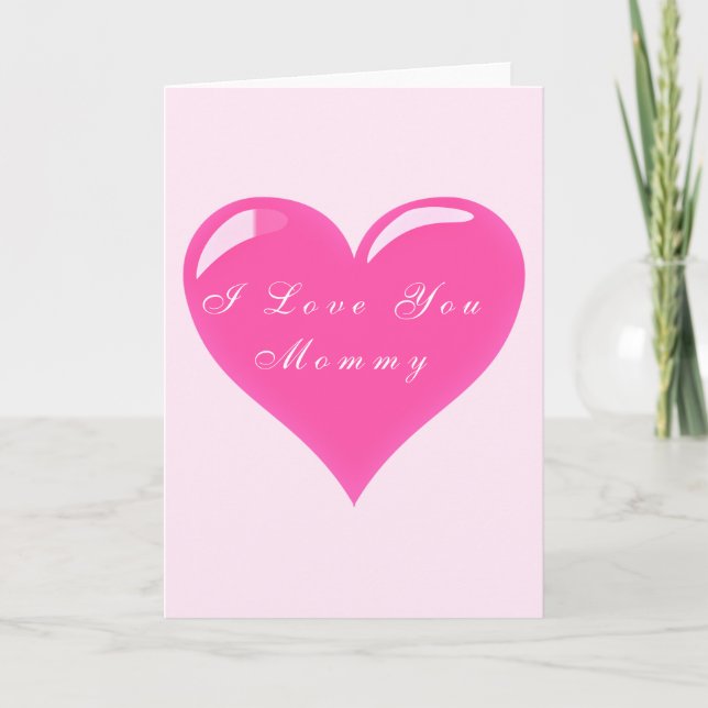 Carte de fête des mères Texte de coeur - Je t'aime (Devant)
