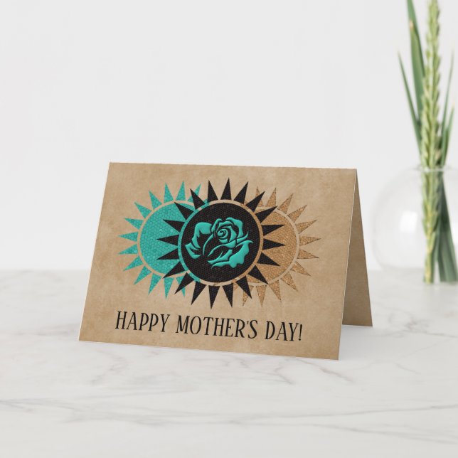 Carte de fête des mères unique avec Rose Aqua (Devant)