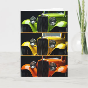 Carte de Fête des Pères avec une voiture ancienne