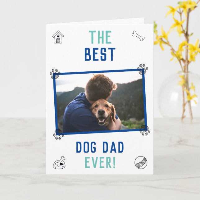 Carte de Fête des pères Best Dog Papa Ever (Fleur jaune)