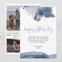 Carte de Fête des pères bleue pour le mari photo d