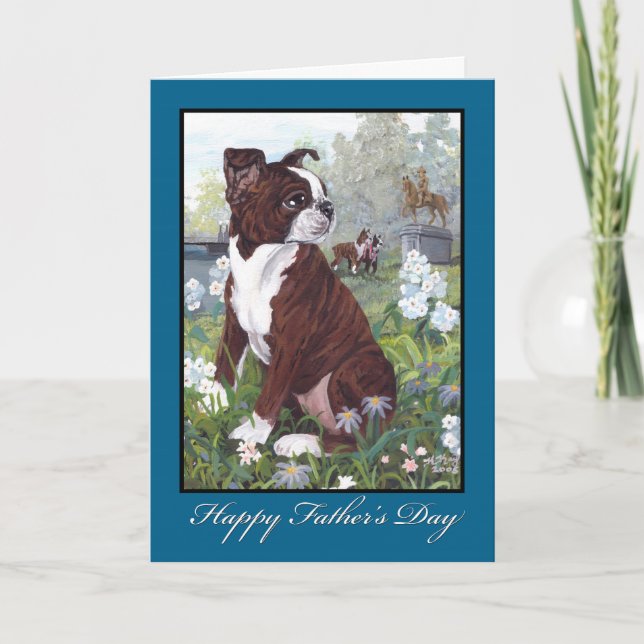 Carte de Fête des pères Boston Terrier (Devant)