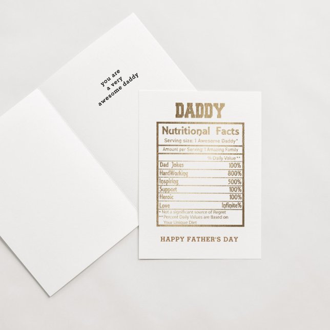 Carte de Fête des pères Daddy Nutritional Facts (Créateur téléchargé)