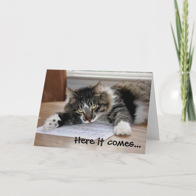 Carte de Fête des pères de chat de blocage (Devant)