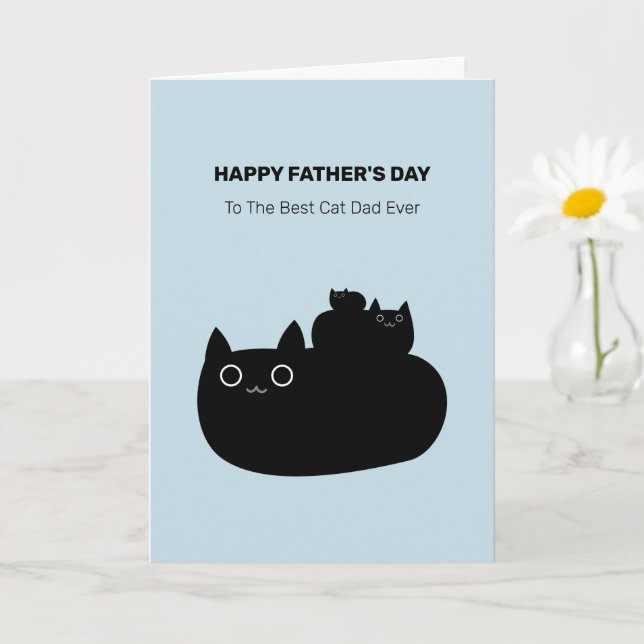 Carte de Fête des pères de chats noirs superposés (Petite plante)