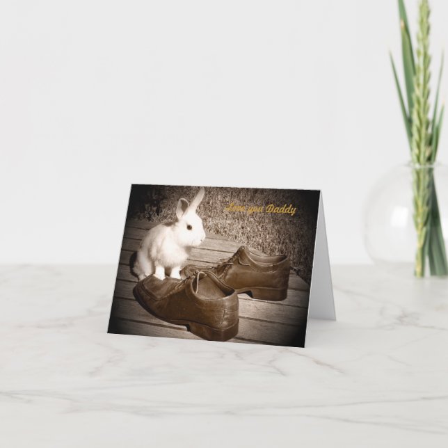 Carte de fête des pères de lapin et de chaussures (Devant)