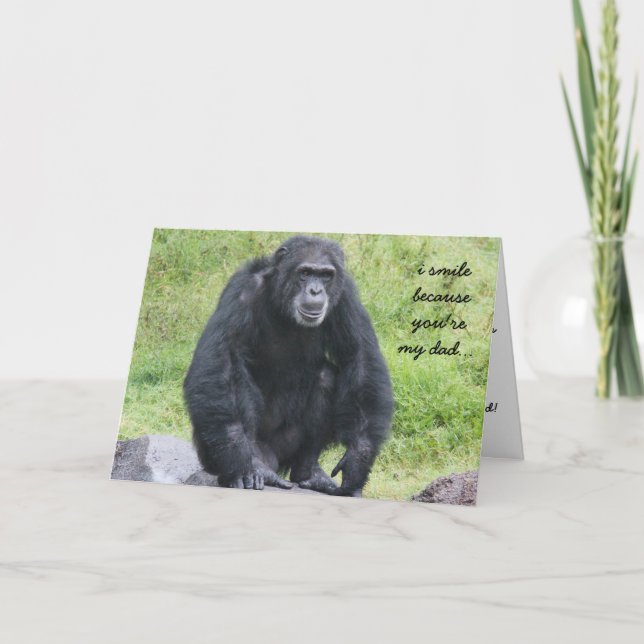 Carte de Fête des pères drôle de chimpanzé (Devant)