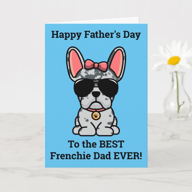 Carte de Fête des pères Femme Blue Merle French Bu (Petite plante)