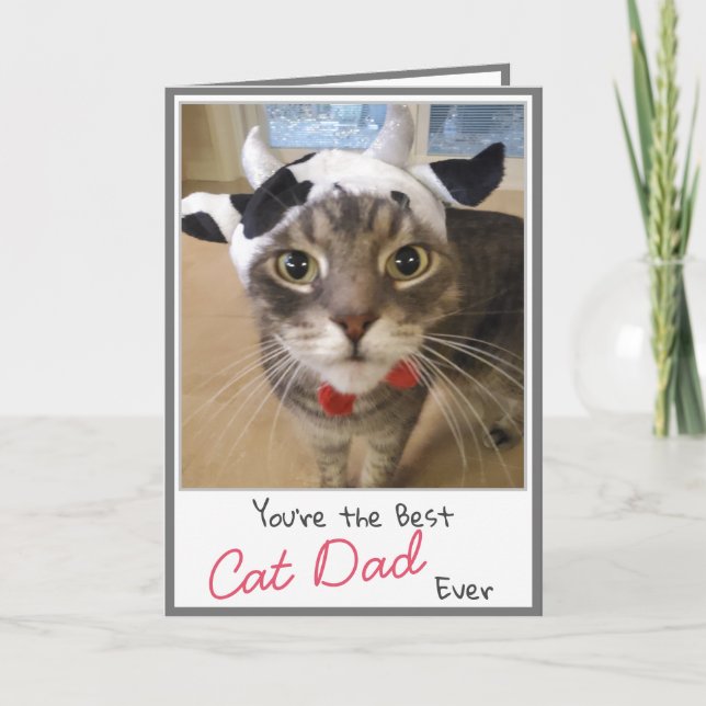 Carte de Fête des pères Funny Cat Dad Amoureux des (Devant)