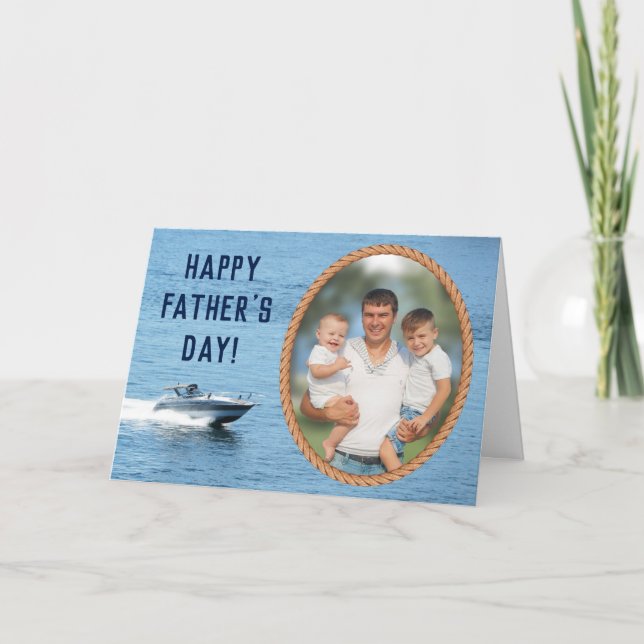 Carte de Fête des pères Happy Photo Nautique (Devant)