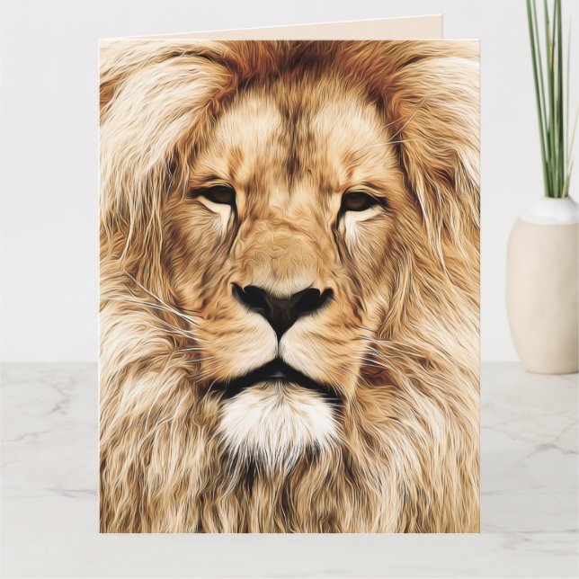 CARTE DE FÊTE DES PÈRES LION BIG CAT (Devant)